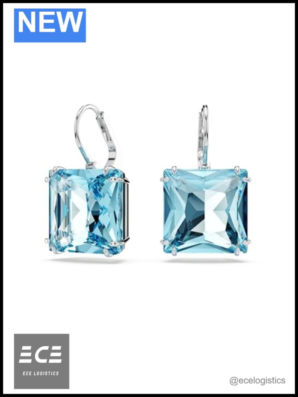Swarovski Millenia Crystal Drop Dangle Earrings Rhodium Plated Pierced